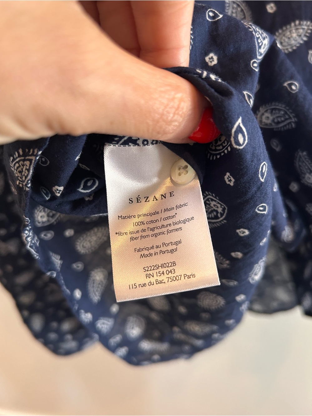 Sezane Pierro Bandana Blue Button-Down Shirt - Picture 2 of 6